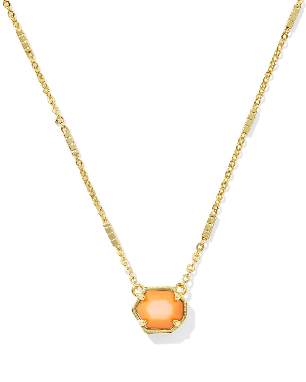 Mabel Pendant Necklace Gold Orange Mother of Pearl