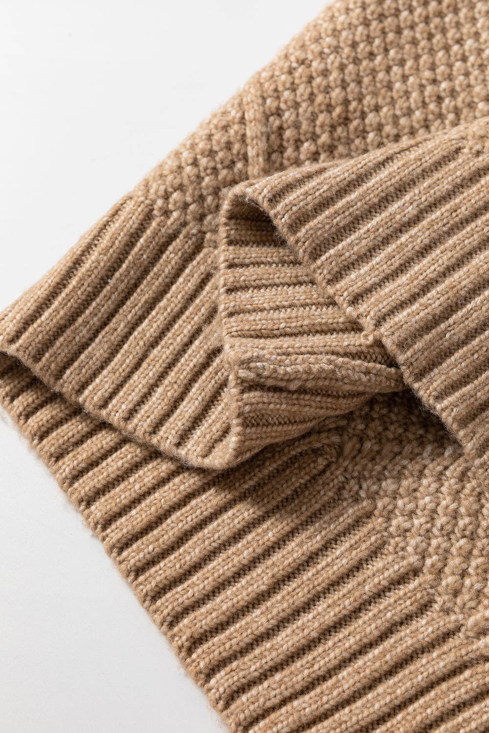 Knit Drop Shoulder Loose Fit Sweater Dress: Parchment / 100%Polyester / S-XL