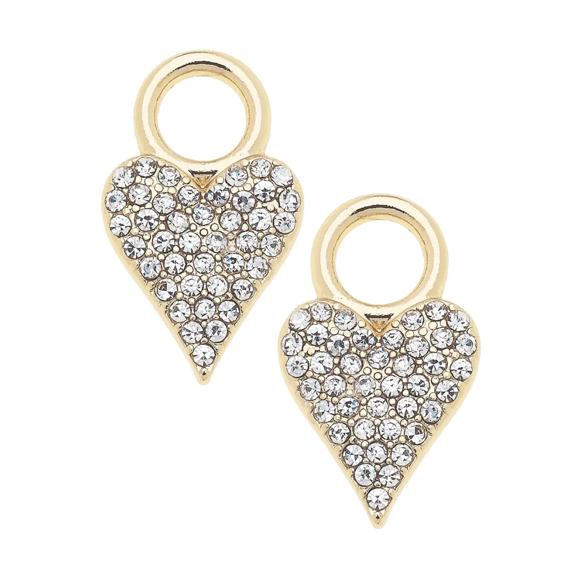Pave Heart Huggie Charm in Shiny Gold