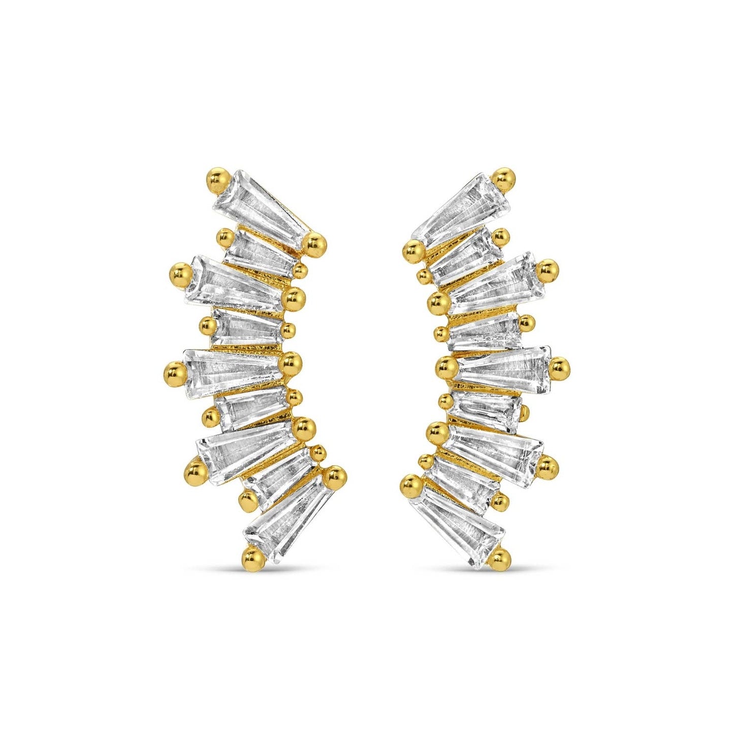 Curved Baguette Studs On Velvet Tag
