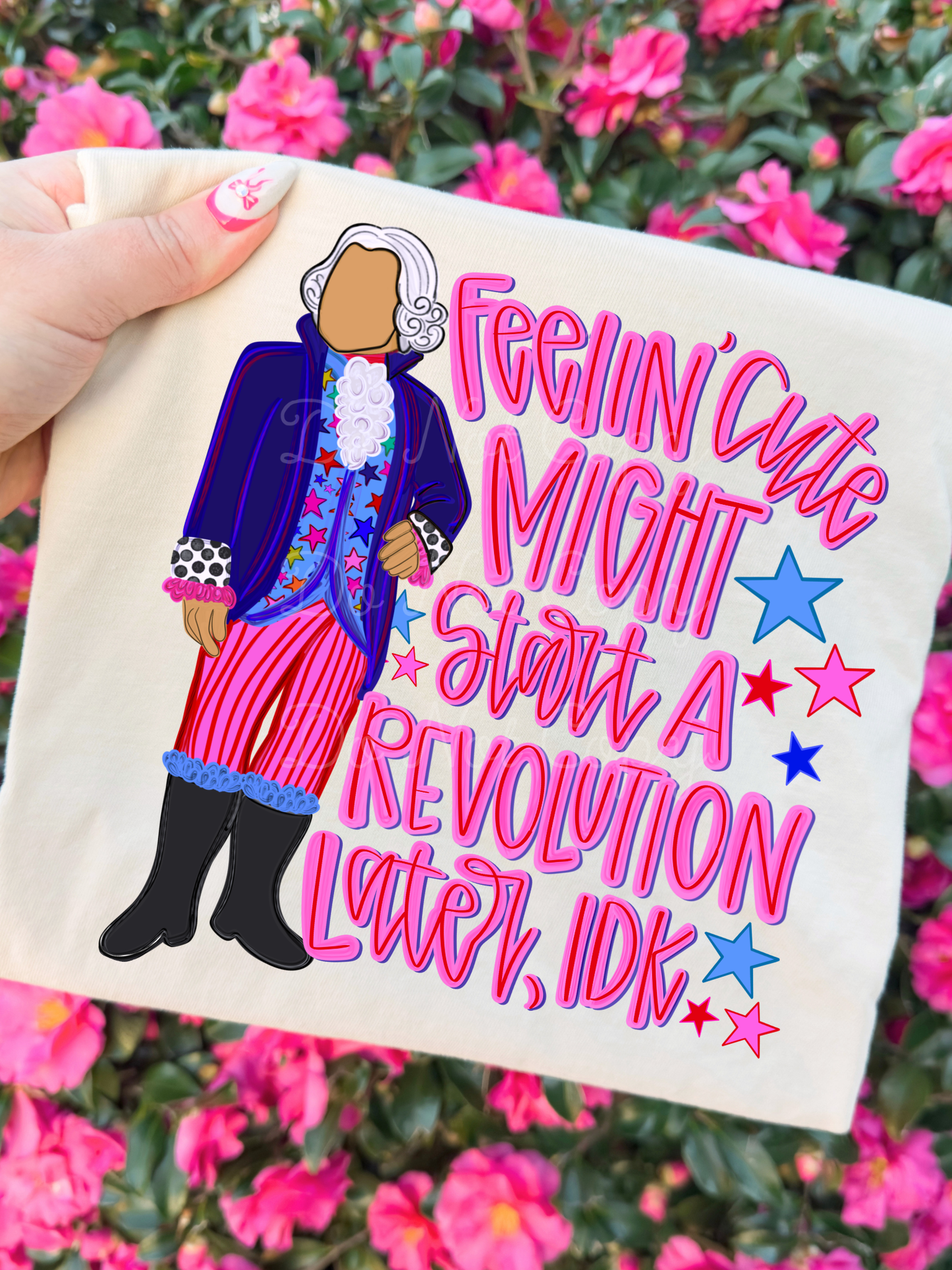 Feelin' Cute Might Start A Revolution Later Tee (Ivory):