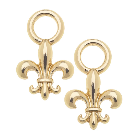 Fleur De Lis Huggie Charm in Shiny Gold