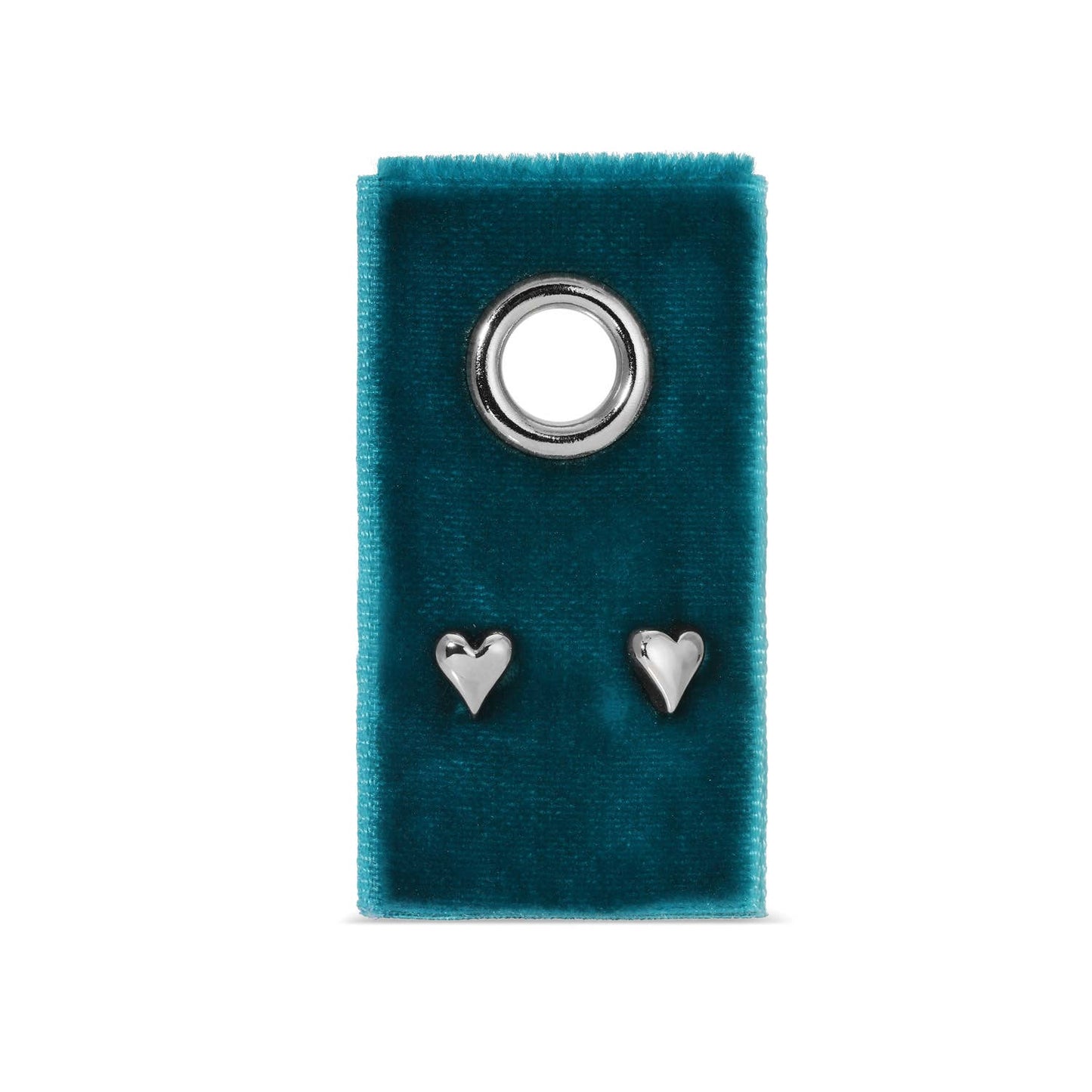 Simple Heart Studs On Velvet Gift Tag: Silver