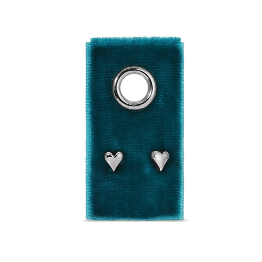 Simple Heart Studs On Velvet Gift Tag: Silver