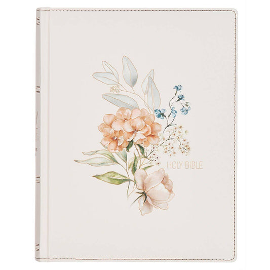 KJV Note-taking Bible LP Faux Leather HC, White Floral
