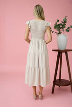Load image into Gallery viewer, FLUTTER SLEEVE MAXI DRESS: CREAM

