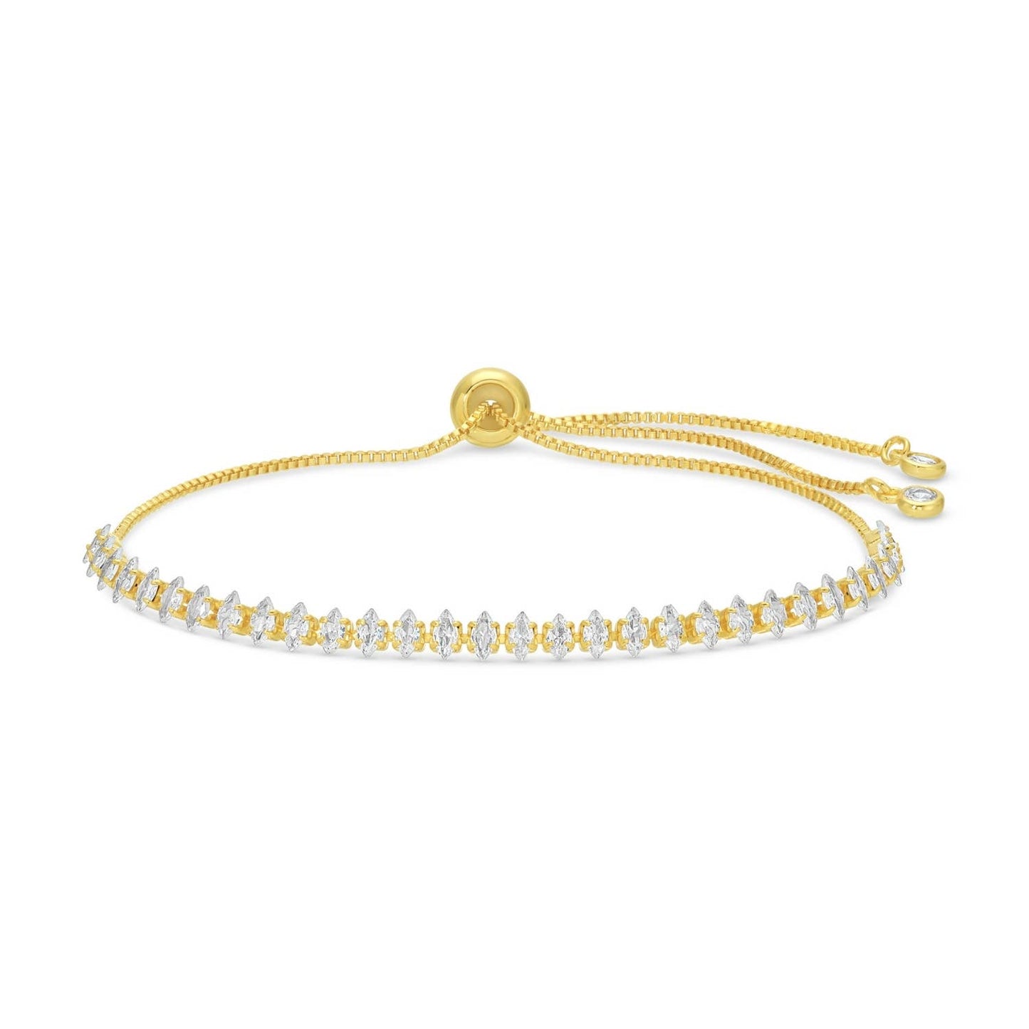 Delicate Faux Diamond Tennis Bracelet: Gold