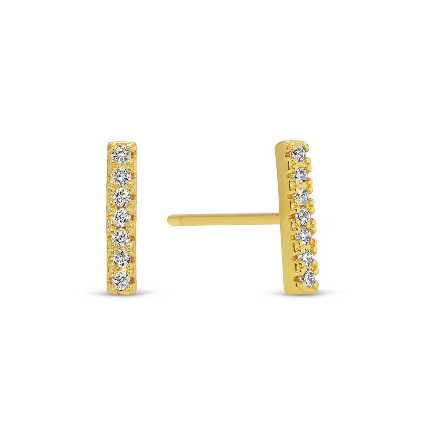 Pave Bar Studs On Velvet Gift Tag: Silver