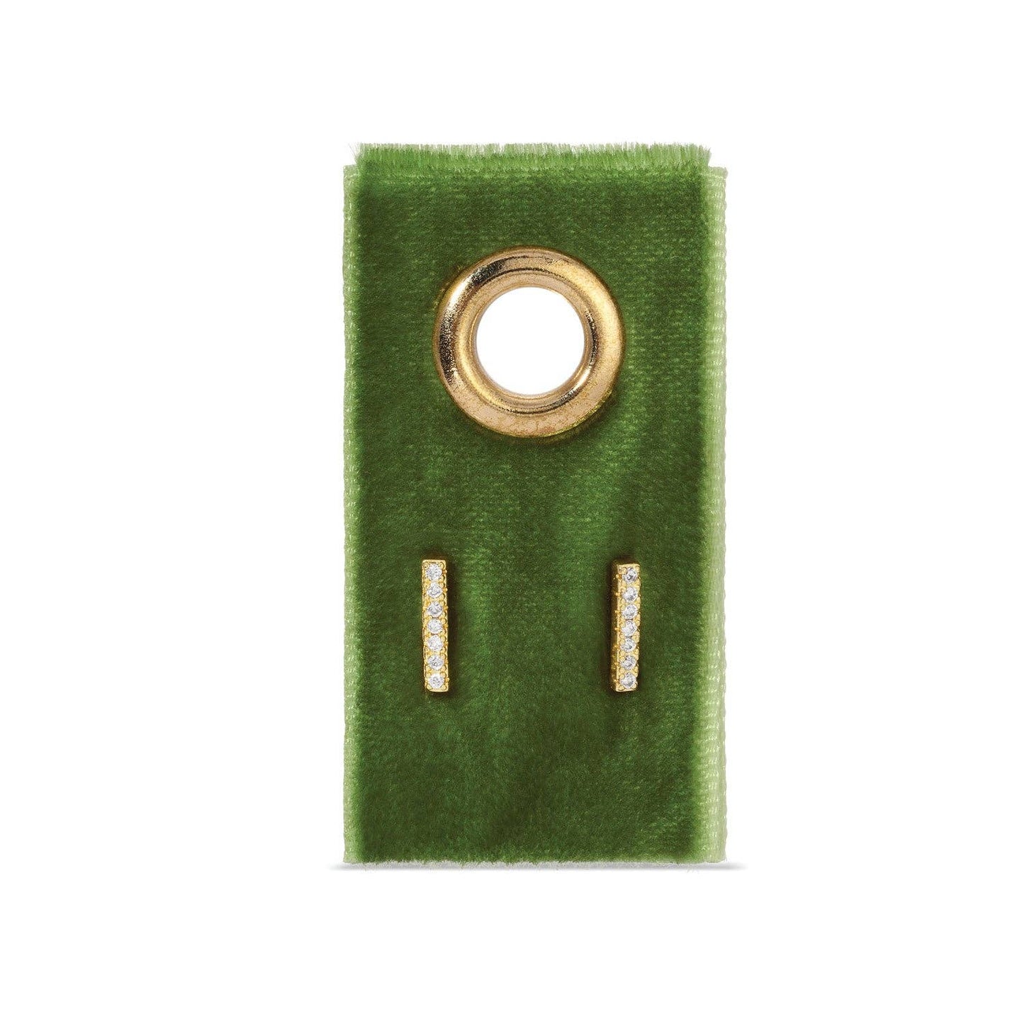 Pave Bar Studs On Velvet Gift Tag: Gold