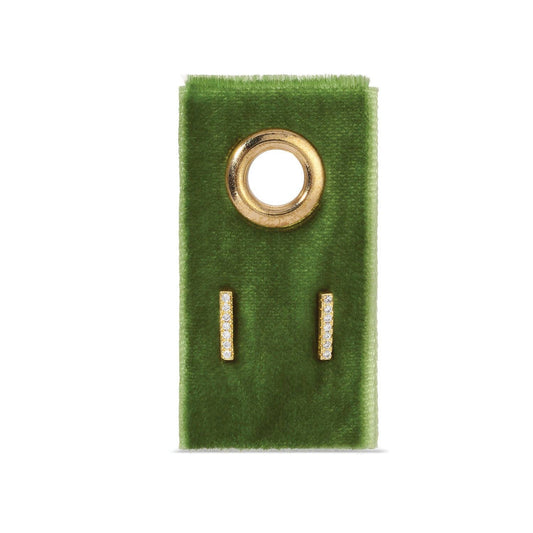 Pave Bar Studs On Velvet Gift Tag: Gold