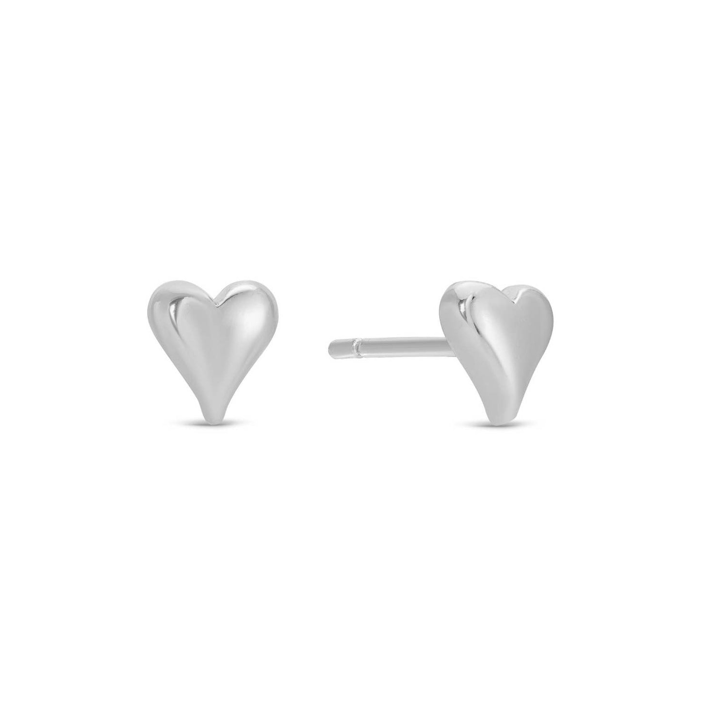 Simple Heart Studs On Velvet Gift Tag: Silver