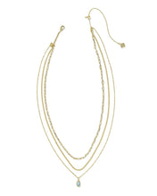 Load image into Gallery viewer, Mini Elisa Triple Strand Necklace Gold Teal Opal
