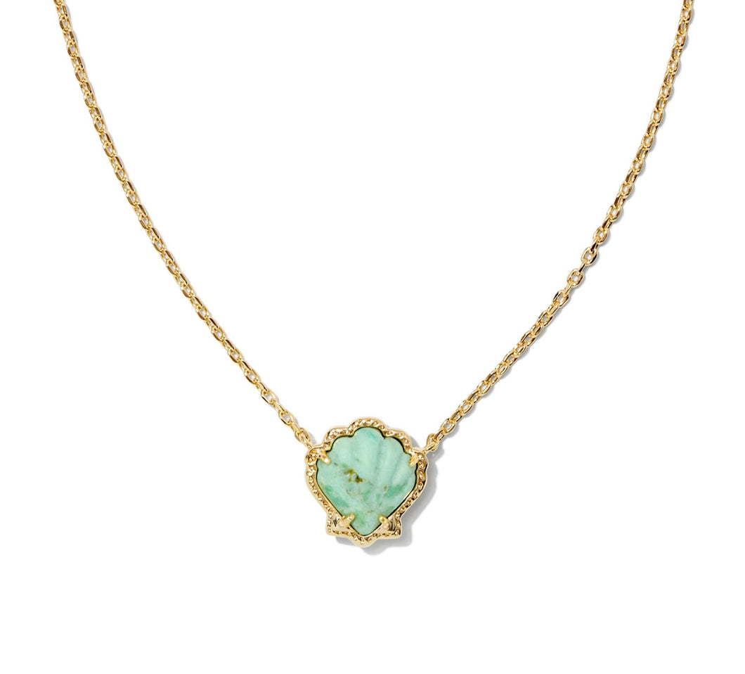 Brynne Shell Short Pendant Necklace Sea Green Chrysocolla