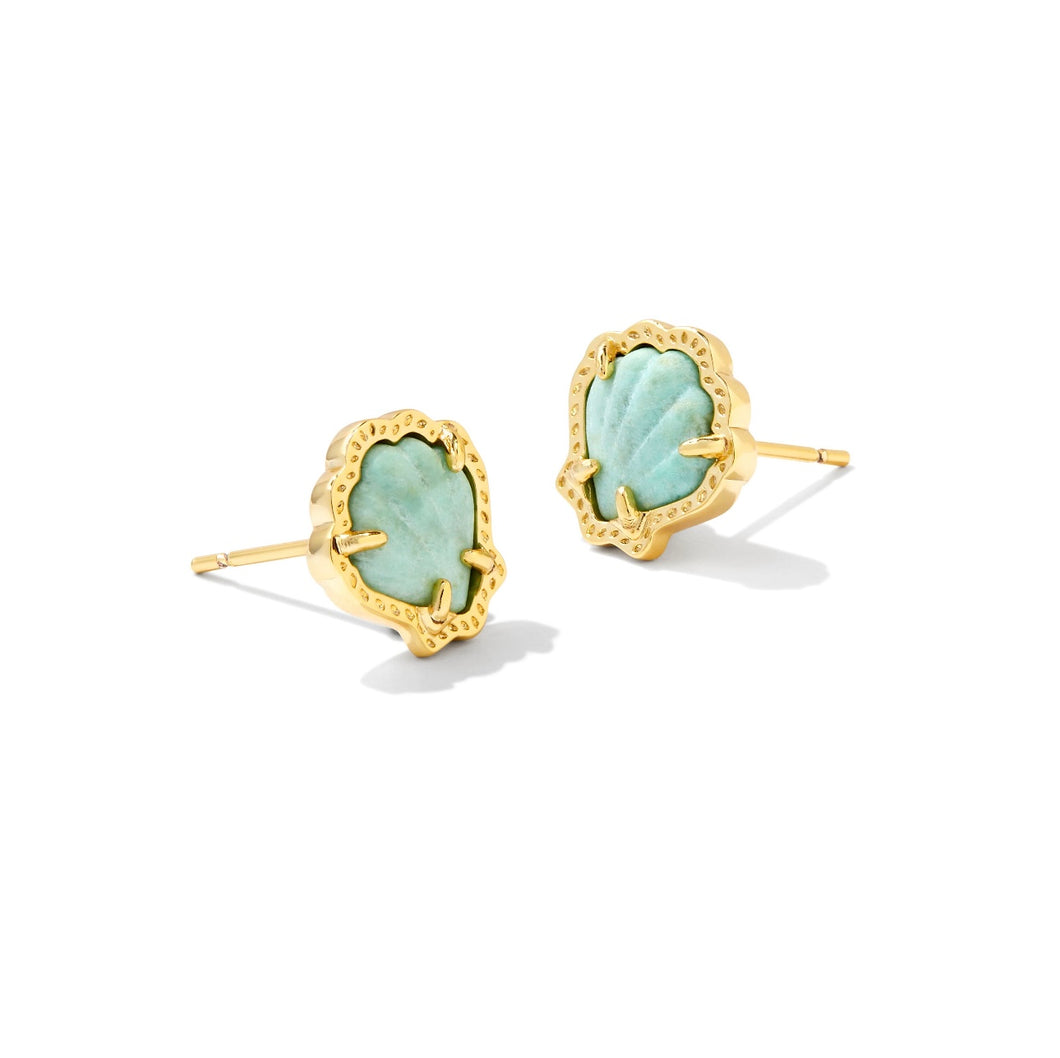 Brynne Shell Stud Earrings Sea Green Chrysocolla