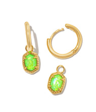 Load image into Gallery viewer, Daphne Framed Huggie Earrings Green Kyocera Opal
