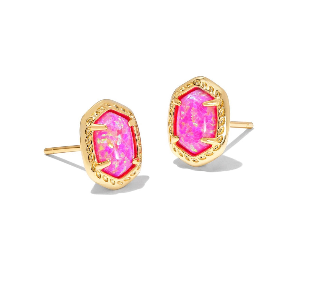 Daphne Framed Stud Earrings Magenta Kyocera Opal