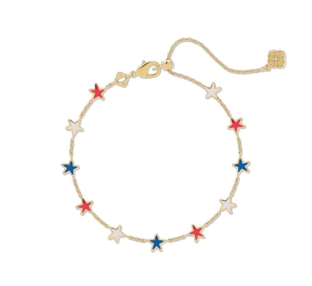 Sierra Star Delicate Chain Bracelet in Red White and Blue