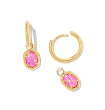 Load image into Gallery viewer, Daphne Framed Huggie Earrings Magenta Kyocera Opal
