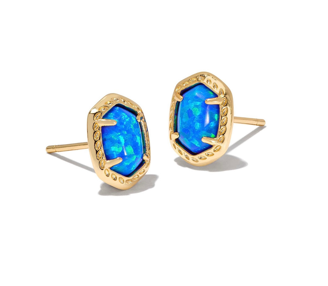 Daphne Framed Stud Earrings Blue Kyocera Opal