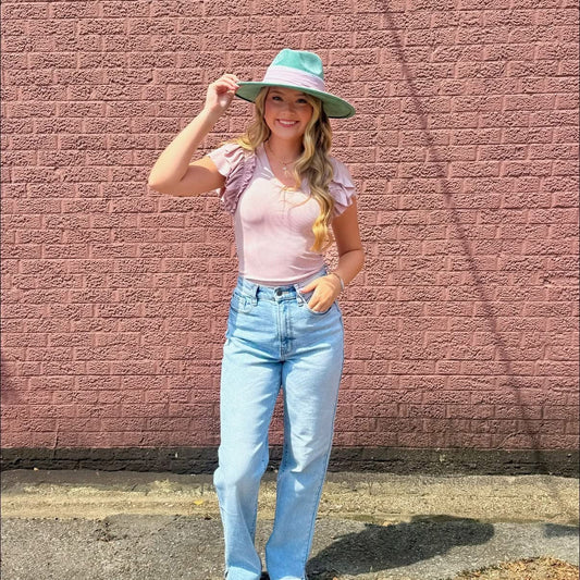 Ruffle-Sleeve V-Neck Bodysuit
