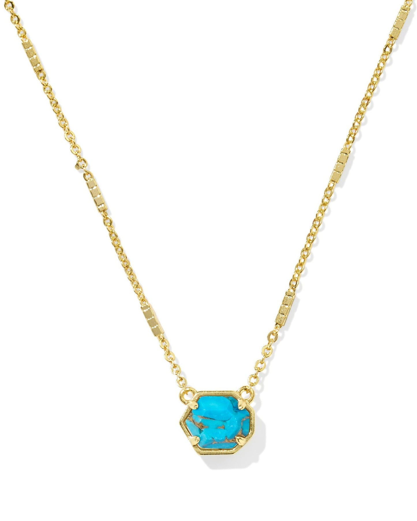 Mabel Pendant Necklace Gold Bronzed Veined Turquoise