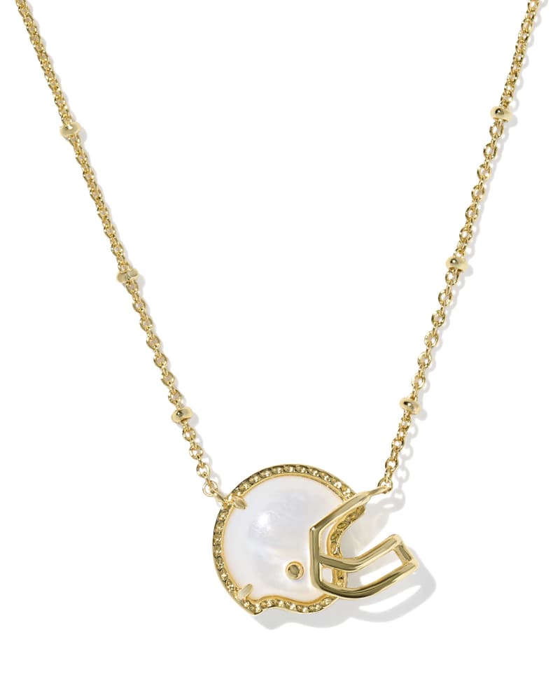 Football Helmet Strand Necklace Gold Ivory Mother Of Pearl