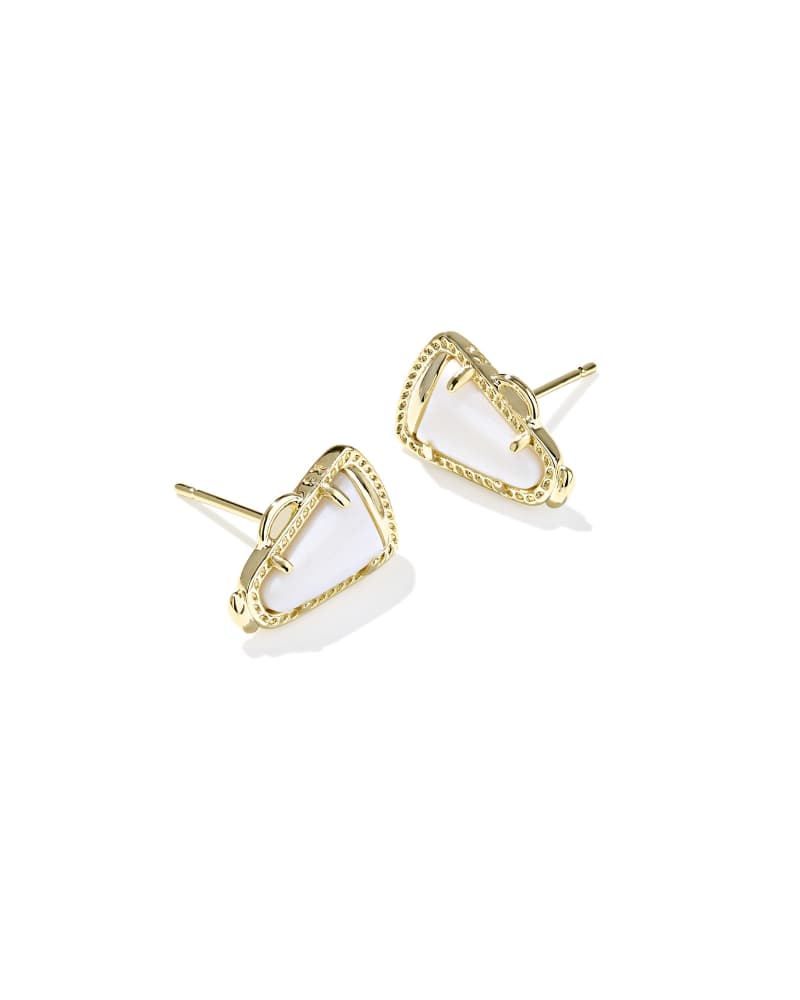 Cheer Stud Earring Gold White Mother Of Pearl
