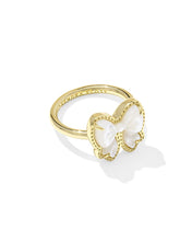Load image into Gallery viewer, Haley Bow Band Ring Gold Ivory Mother Of Pearl
