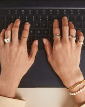 Load image into Gallery viewer, Haley Bow Band Ring Gold Ivory Mother Of Pearl
