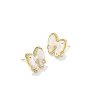 Load image into Gallery viewer, Haley Bow Stud Earring Gold Ivory Mother Of Pearl
