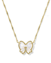 Load image into Gallery viewer, Haley Bow Short Pendant Necklace Gold Ivory Mother Of Pearl
