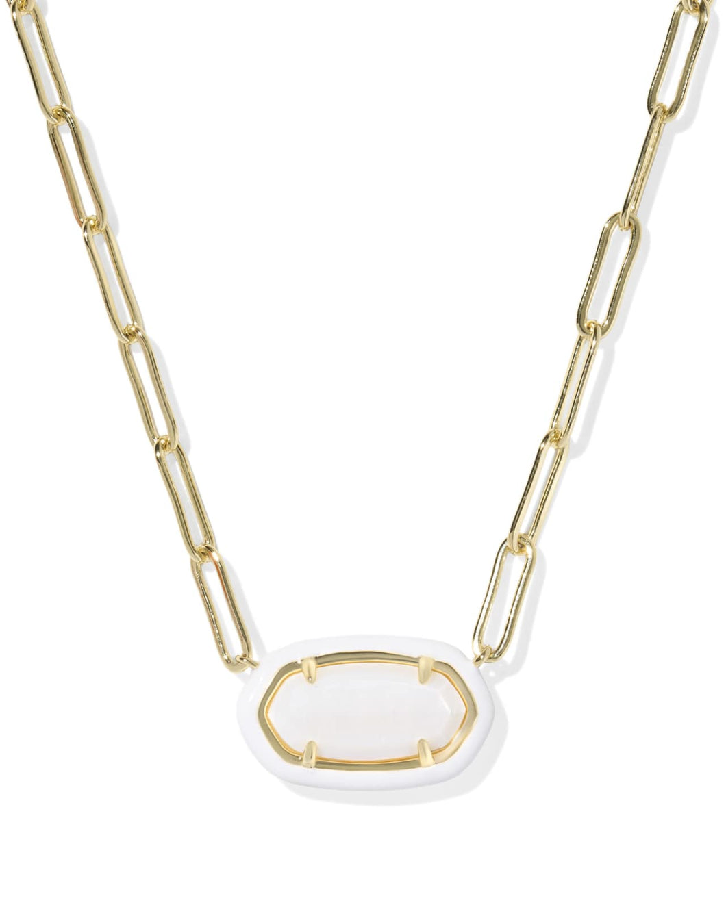 Elisa Enamel Frame Paperclip Necklace Gold