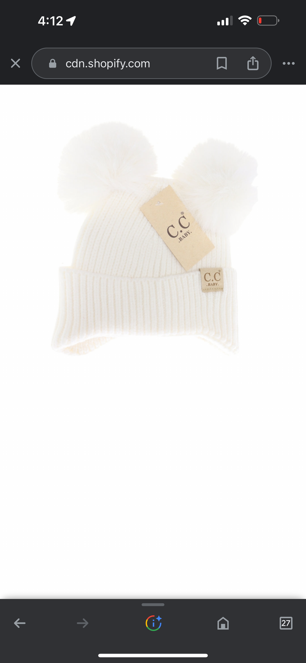 BABY Ear Flap Double Pim C.C. Beanie