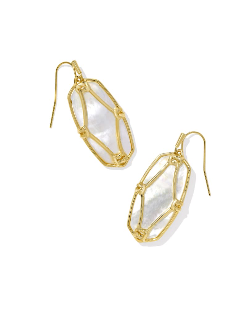 Elle Lattice Drop Gold Earring