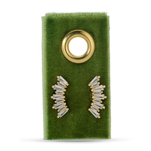 Load image into Gallery viewer, Curved Baguette Studs On Velvet Gift Tag
