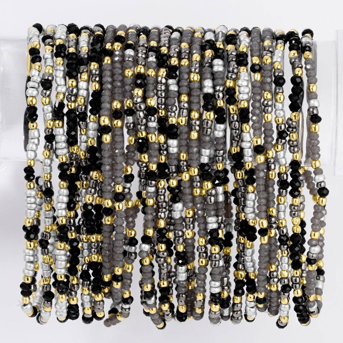 Assorted Winter Wonderland Stretch Seed Bead Bracelets: Black