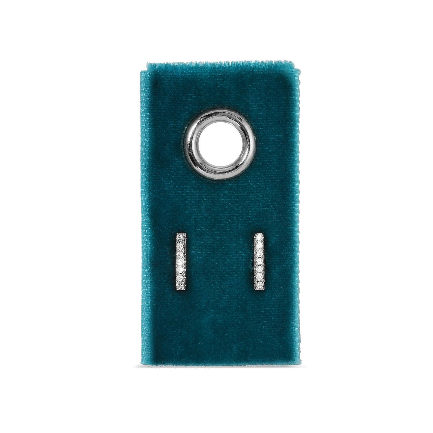 Pave Bar Studs On Velvet Gift Tag: Silver