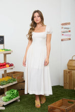 Load image into Gallery viewer, RUCHED DETAIL SCOOP NECK PUFF SLEEVE MIDI DRESS: DUSTY APRICOT
