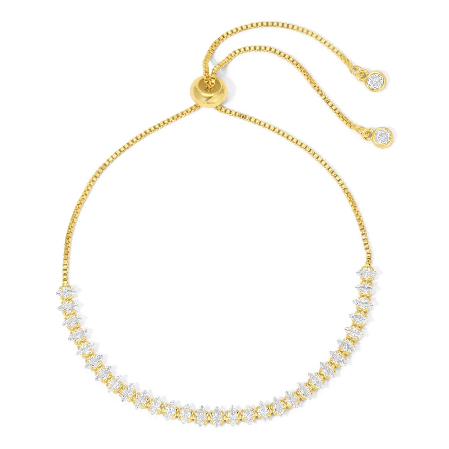 Delicate Faux Diamond Tennis Bracelet: Gold