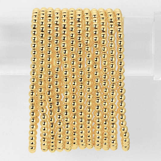 Stretch Beaded Bracelets: Gold / 4mm
