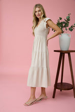 Load image into Gallery viewer, FLUTTER SLEEVE MAXI DRESS: CREAM
