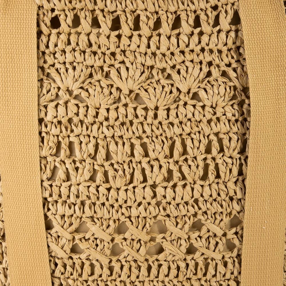 Large Straw Braided Tote Bag With Hat Holder: IV