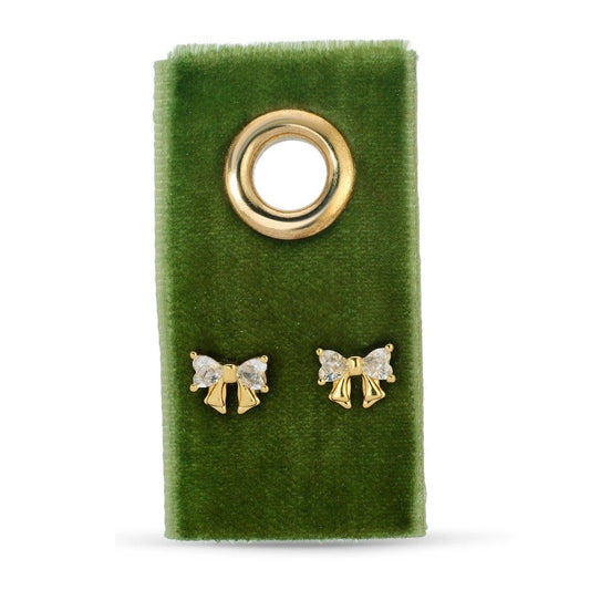 CZ Bow Studs on Velvet Tag
