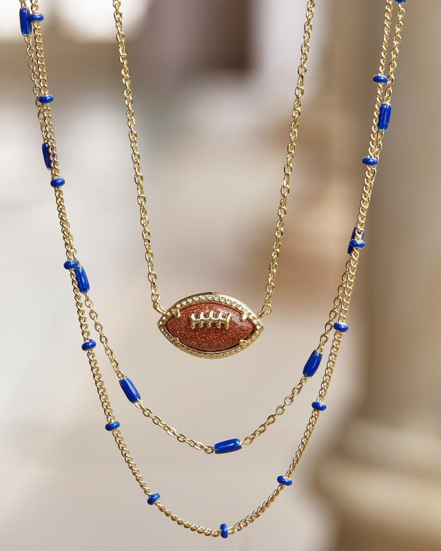 Dottie Gold Multi Strand Necklace in Cobalt