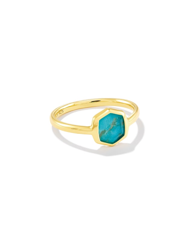 Davis 18k Gold Vermeil Small Stone Band Ring in Turquoise